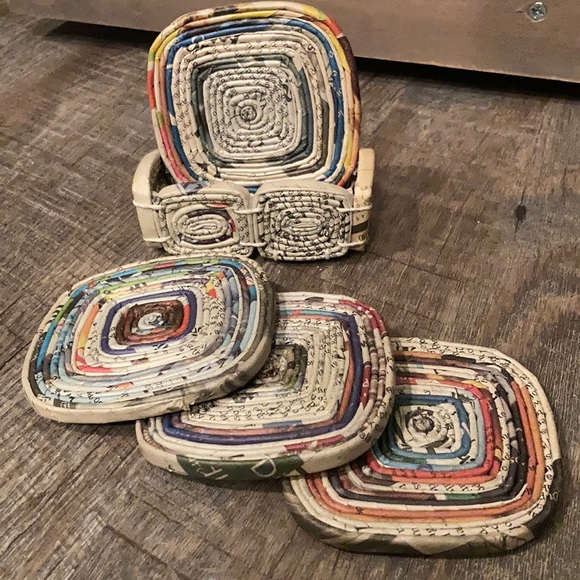 Other - Recycled coiled paper beverage coaster set